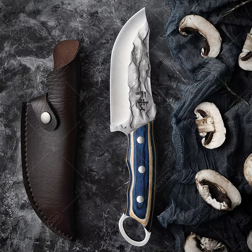 WXCOO Kochmesser aus handgeschmiedetem Hochkarbon-Stahl mit Holzgriff für Fleisch und Fisch - Bild 3