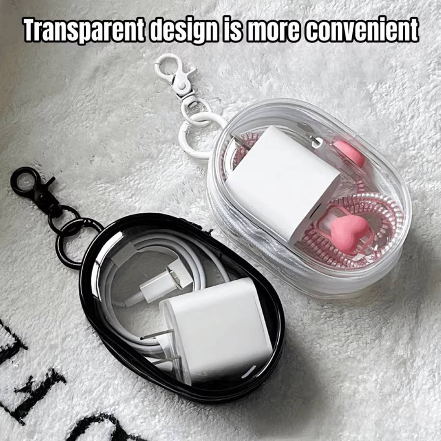 Transparenter Ladekabel-Organizer als praktischer Schlüsselanhänger für Reisen und Rucksäcke in Weiß - Bild 5
