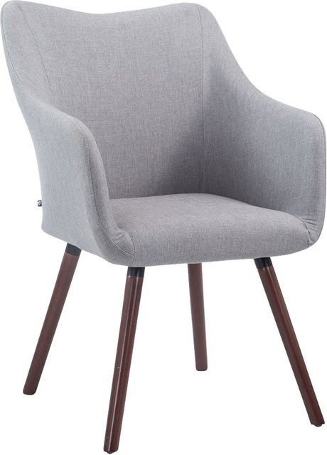 TPFLiving Besucherstuhl Coyo Two mit Stoffbezug und Buchenholzgestell in Walnuss, Farbe: Grau, B/T/H: 62,5 x 61,0 x 90,0 cm - Bild 1