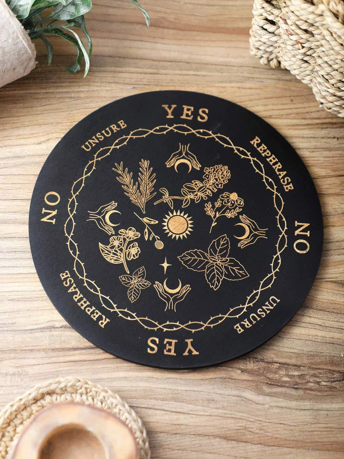 YOCITY Pendelbrett aus Holz mit Mond und Sternen in Schwarz, rundes Meditationsbrett für deinen metaphysischen Altar - Bild 2