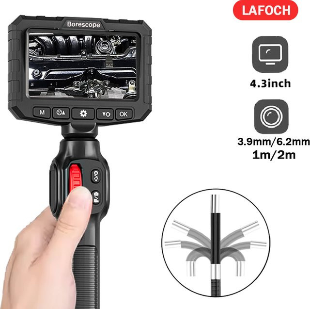 LAFOCH Industrie-Endoskop mit 2 MP HD Kamera, 360 Grad Zwei-Wege-Lenkung für die Inspektion von Autoteilen und Kanalisation, 1–2 m Länge - Bild 1