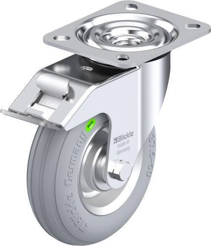 Blickle L-VW 125R-FI-SG Lenkrolle mit Feststeller, silber/grau, Rad-Durchmesser: 125 mm, Tragfähigkeit: 50 kg - Bild 1