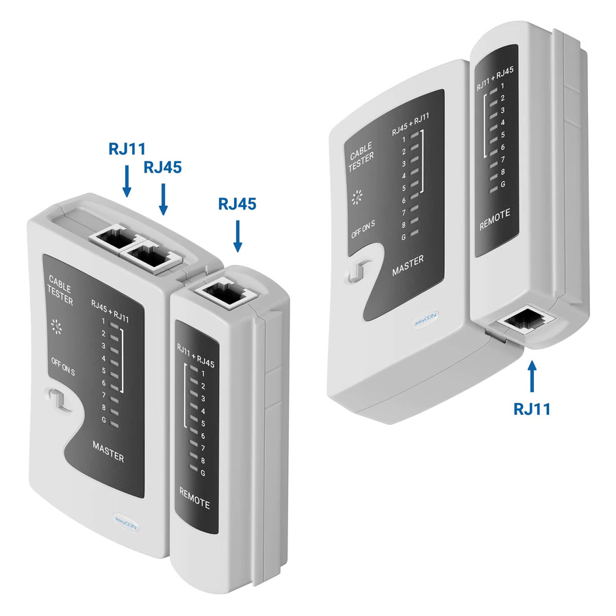 ZoeRax RJ45 Netzwerkkabeltester für Ethernet-Kabel Cat6, Cat6a, Cat5, Cat5e und Cat7 in Schwarz und Weiß - Bild 4