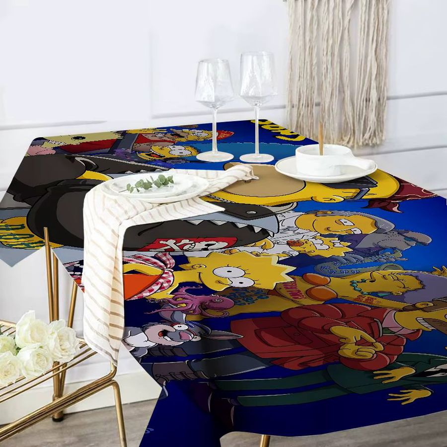 S-Simpson Wasserdichte rechteckige Tischdecke für Esszimmer und Partys - Bild 4