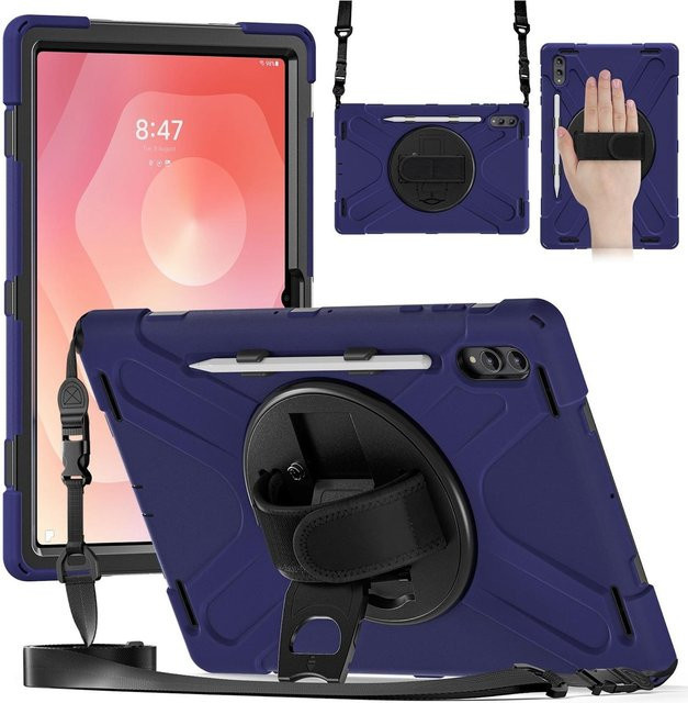 Hybrid Hülle für Samsung Galaxy Tab S11 Ultra mit Halterung und Schultergurt in Blau - Bild 1