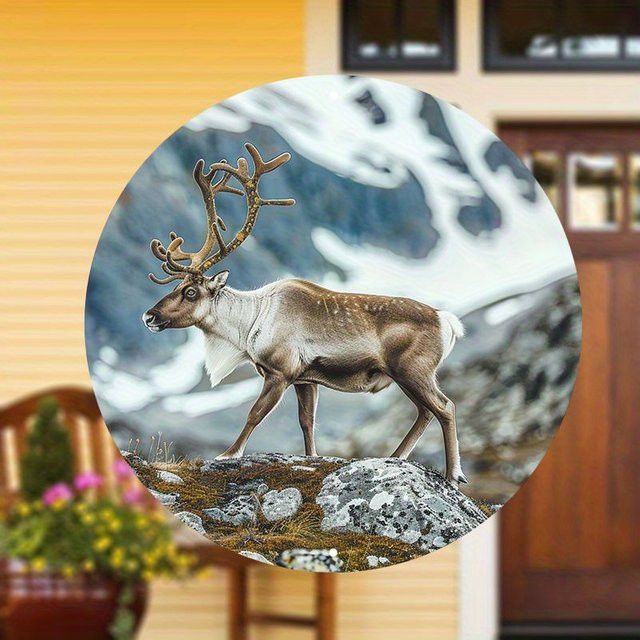 Kaitong Rentier Aluminium Schild, rund, weiß, Durchmesser: 20,32 cm - Bild 1