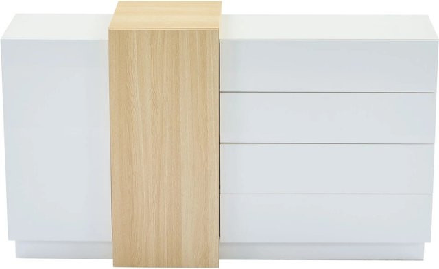 okwish Sideboard Weiß Minimalistisch mit Stauraum für das Esszimmer B: 140 cm, T: 35 cm, H: 76 cm - Bild 1