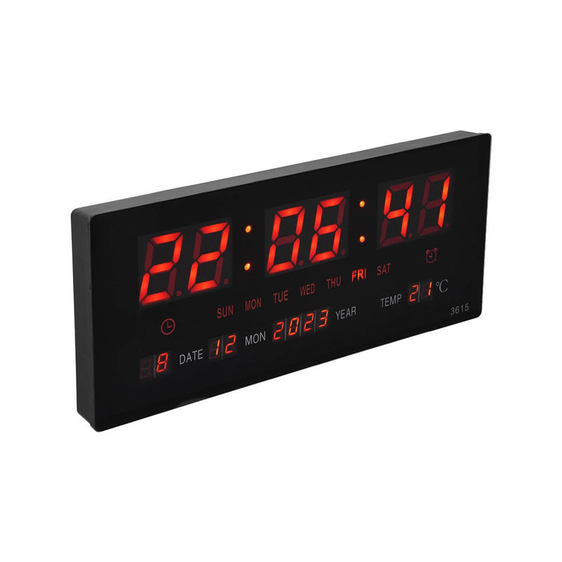 Digitale LED Wanduhr von Tooarts in Schwarz mit Thermometer, geräuschlos und minimalistisch, B/H: 36,6 x 15,5 cm - Bild 3