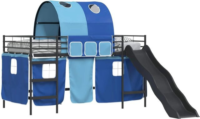 vidaXL Kinder-Etagenbett aus Metall in Schwarz und Blau, B/T/H: 90 x 190 x 205 cm - Bild 1