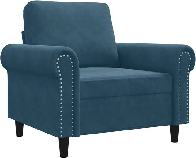 vidaXL Sessel Blau aus Samt mit Armlehnen und Metallgestell - Bild 1