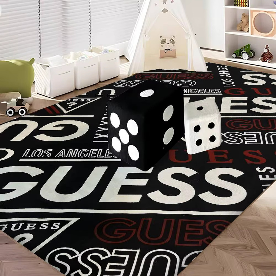 Modischer G-Guess Flurteppich in Schwarz mit abstraktem Design, rutschfeste rechteckige Matte für Wohnzimmer, Kinderzimmer, Balkon oder Waschküche - Bild 5