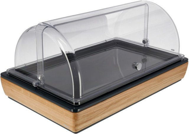 VEGA Buffetvitrine Montana in Eiche, Transparent und Schwarz, Melamin, B/T/H: 57 x 36,5 x 27,4 cm - Bild 1