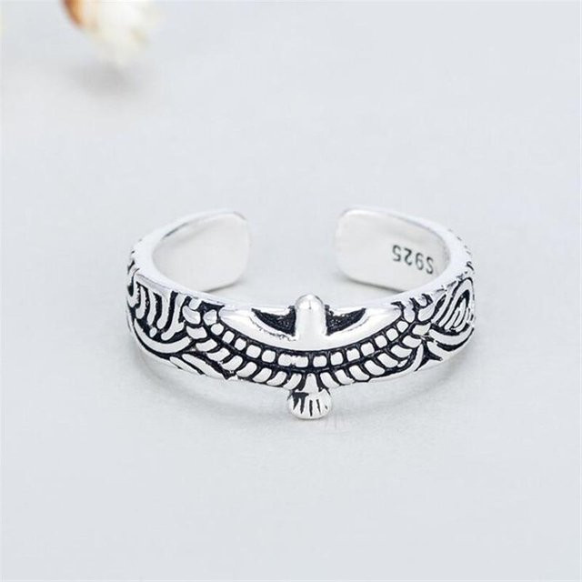 Wucifang Jewelry Öffnungsringe 925 Silber, Adler, Damen, Vintage - Bild 1