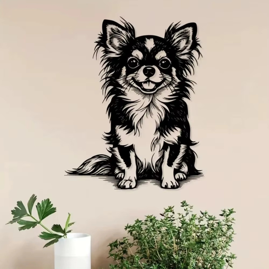 CIFBUY Chihuahua Metall-Wandkunst in Schwarz als dekorative Hundeskulptur - Bild 3