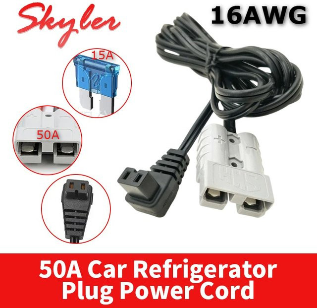 DIVEDEER Kühlschrank-Ladekabel Set 12V mit 50A auf 10A/15A Stecker und 16AWG 2-Pin-Verlängerungskabel in Schwarz - Bild 1