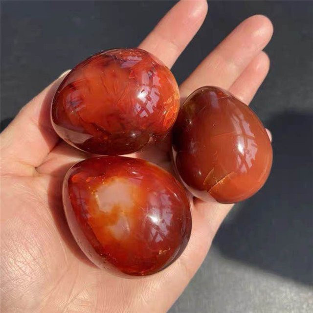 Sisterstone Karneol-Eier aus natürlichem Achat in Orange, ovale Quarzkristalle als heilende Edelsteine - Bild 1