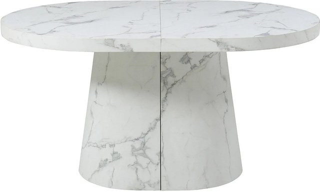 Vente-unique Esstisch Cloeva in Weiß mit Marmor-Look, ausziehbar, rechteckig - Bild 1