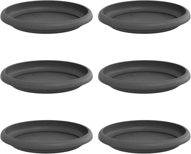 6er Set runde Blumenplatten von vidaXL in Schwarz aus Kunststoff, Durchmesser: 15,5 cm, Höhe: 2 cm - Bild 1