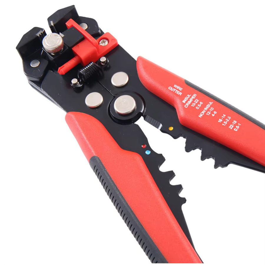 Multifunktionale Abisolierzange mit Crimper und Kabelschneider in Rot für präzises Arbeiten - Bild 2