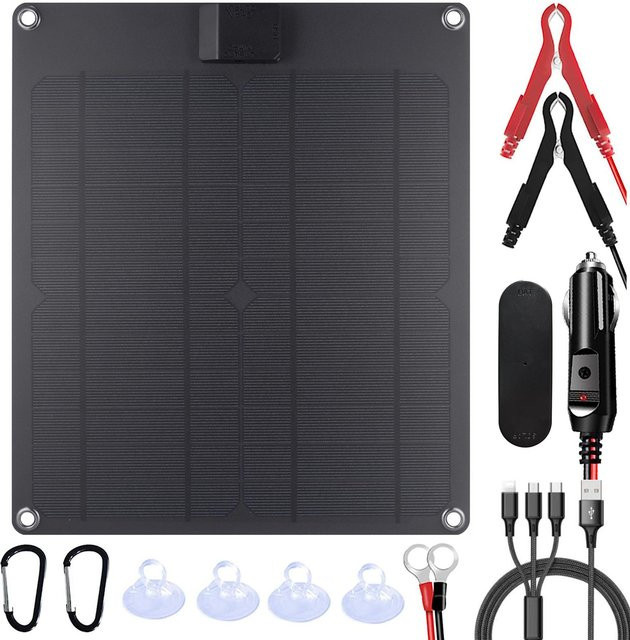 Aneng Mobiles Solarladegerät aus monokristallinem Silizium für den Außenbereich in Schwarz - Bild 1
