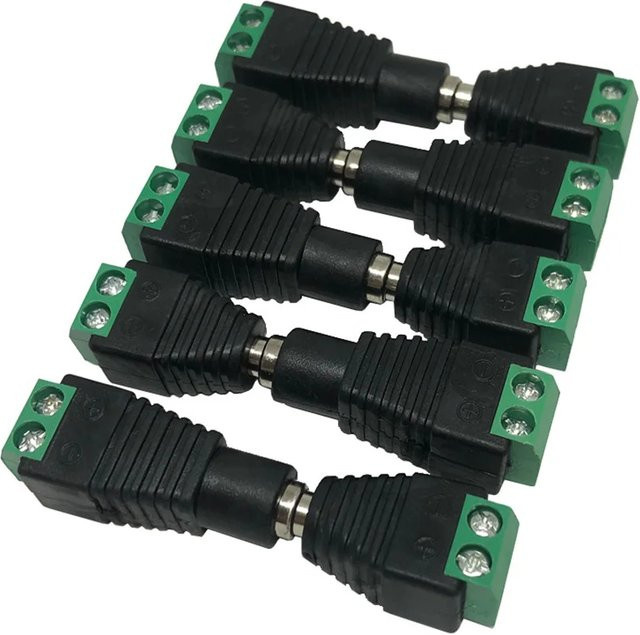 GGBEE DC 12V Power Stecker Adapter Set mit 5 Paar männlichen und weiblichen Anschlüssen 5,5x2,1mm in Schwarz für LED Streifen und CCTV Kameras - Bild 1