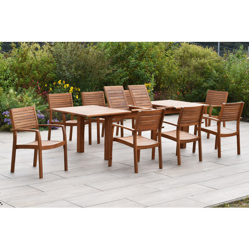 MERXX Gartenmöbel-Diningset Batavia aus Akazienholz in Braun, 9-teilig mit 8 Sitzplätzen und ausziehbarer rechteckiger Tafel - Bild 1
