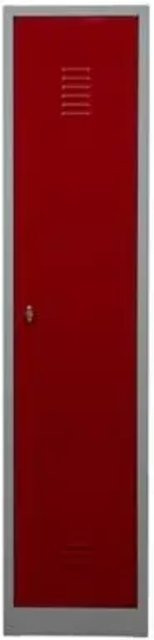 PROREGAL Garderobenspind Camel 1-Fach aus Metall mit Vorhängeschloss, Farbe: Grau-Rot, H x B x T: 180 x 41 x 50 cm - Bild 1