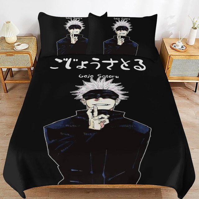 Flylo Bettwäsche-Set Jujutsu Kaisen mit Sukuna und Yuji Itadori, 2-teilig bestehend aus Bettbezug und Kissenbezug, Schwarz, Breite: 100 cm, Länge: 135 cm - Bild 1