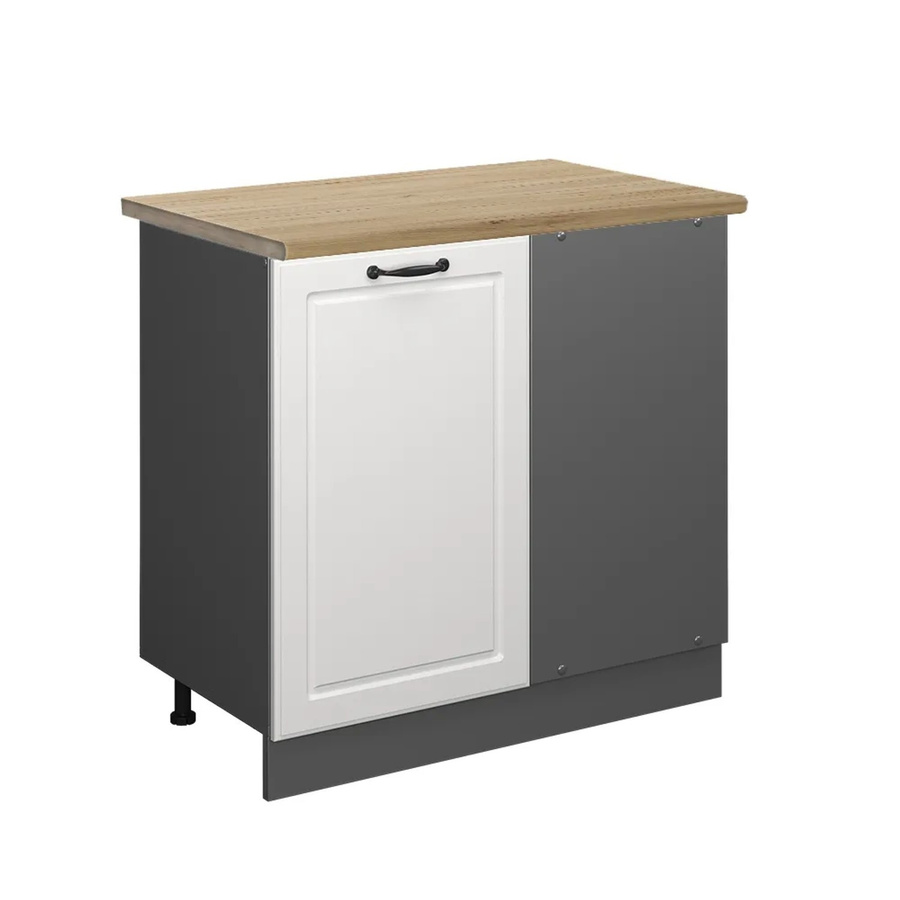 Vicco R-Line Eckunterschrank für die Küche im Landhausstil, Weiß/Anthrazit/Eiche, B/T/H: 86 x 60 x 81,6 cm - Bild 2