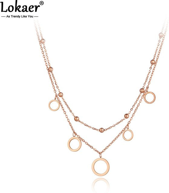 Lokaer Halskette, Doppelchichtige Charm Kette, Edelstahl, Damen - Bild 1