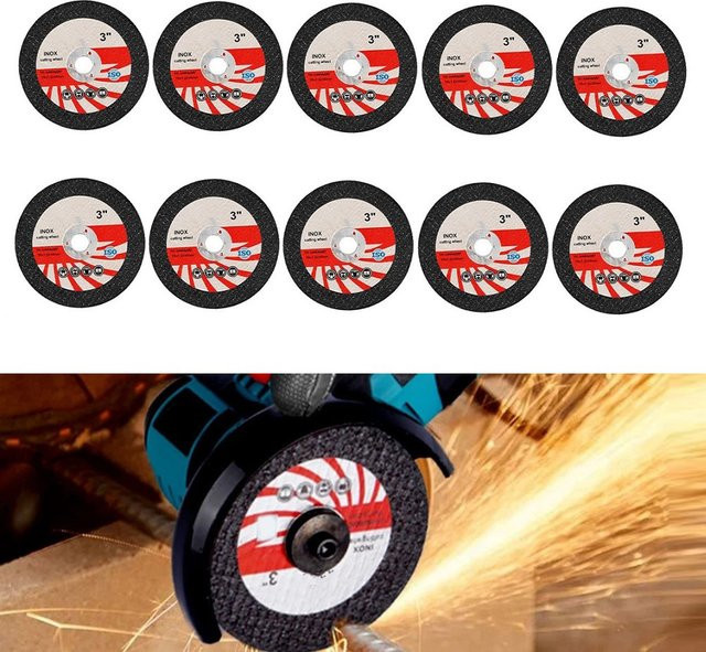 Vibratite Mini Trennscheiben Set 10 Stück, Durchmesser: 75 mm, Schwarz, zum Schneiden und Schleifen von Metall und Holz für Winkelschleifer - Bild 1