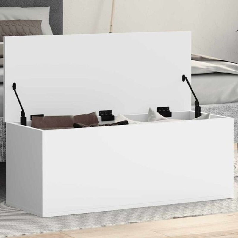 Vidaxl Truhe aus Holzwerkstoff in Weiß, minimalistisches Design, B/T/H: 90 x 35 x 35 cm - Bild 1