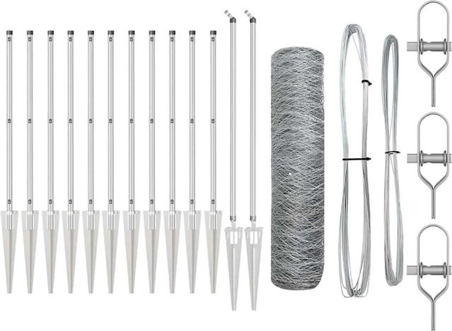 vidaXL Zaunpfosten aus Stahl in Silber, Höhe: 0,6 m, Durchmesser: 36 mm - Bild 1