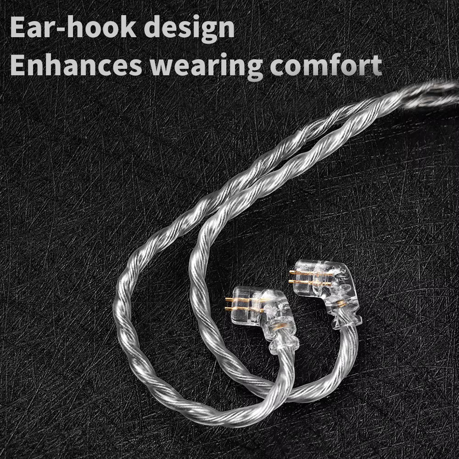 QKZ T7-Ohrhörer Upgrade-Kabel, versilbertes HiFi-Stereokabel, 3,5-mm-Stecker auf 2-polig, Farbe: Silber - Bild 2