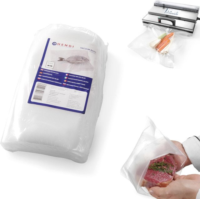 Hendi Geprägte Vakuumierbeutel für Kammer-Vakuumiergeräte, transparent, 100er-Packung, Breite: 25 cm, Höhe: 35 cm - Bild 1