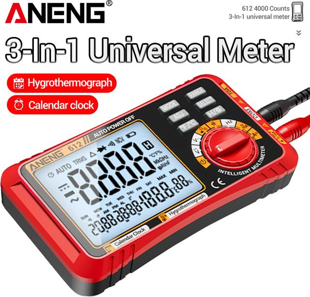 ANENG Professionelles Digitales Multimeter 612 in Schwarz für AC/DC Strom- Spannungs- und Kapazitätsmessung - Bild 1
