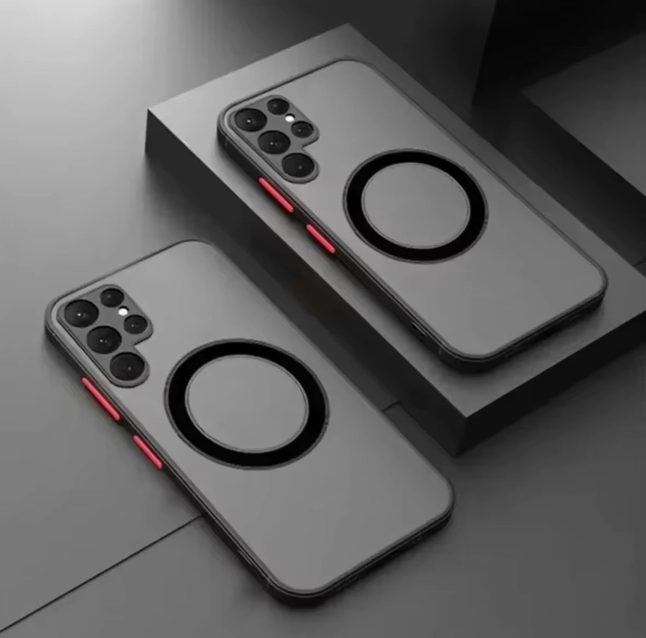 Magnetische Samsung Galaxy Hülle Matt mit Magsafe Funktion Stoßfestes Cover in Schwarz und Rot - Bild 5