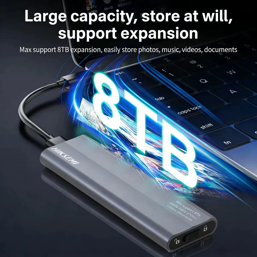 HIKSEMI M.2 NVMe SSD Gehäuse in Grau mit USB-C Anschluss und 10Gbps Übertragungsrate aus Aluminium - Bild 4