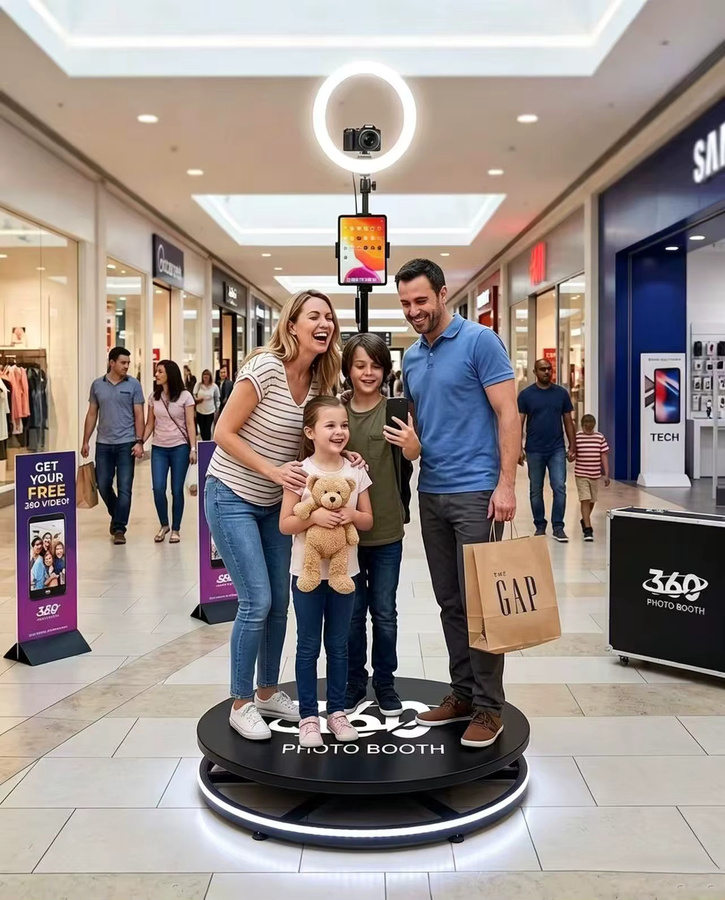 ERIKOLE 360-Grad Panorama-Selfie-Station mit LED-Fülllicht und Flightcase in Schwarz - Bild 7