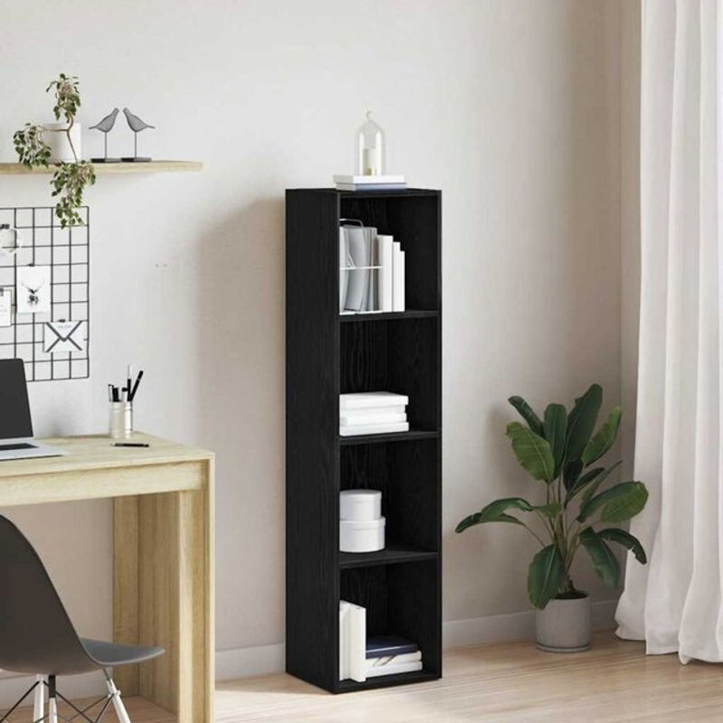 Bücherregal vidaxl in Schwarz und Eichen-Optik, H x B x T: 143 x 36 x 30 cm - Bild 1