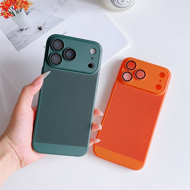 Kühlende Handyhülle mit vollem Kameraobjektivschutz für iPhone 17 Air, 16e, 16, 15, 14 Pro Max Plus in Rot mit stoßfester PC-Rückseite - Bild 1