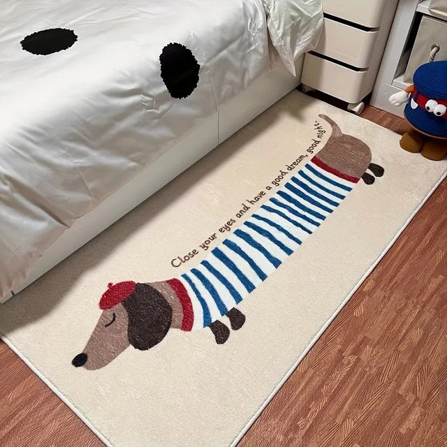 VIKAMA Dackel-Teppich aus warmem Flanell als gemütlicher Bodenteppich für dein Wohnzimmer - Bild 1