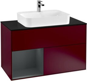 V&B Finion Waschtischunterschrank mit LED-Beleuchtung und Regalfach, Breite: 100 cm, Farbe: Platin matt lackiert - Bild 1