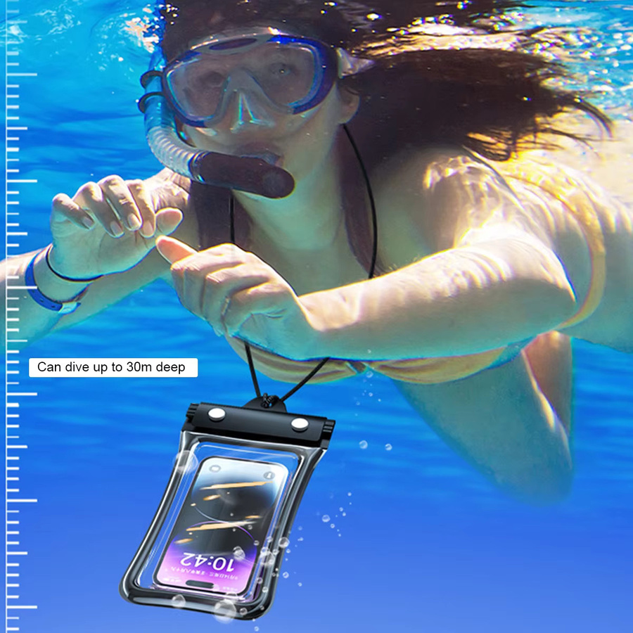 ANMONE Universelle wasserdichte Handyhülle für iPhone 15 14 13 Pro Max in Transparent und Beige - Bild 2