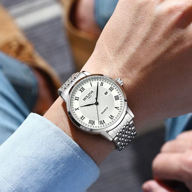 Mairuige Armbanduhr Edelstahl, Quarz, Silber, Herren - Bild 3