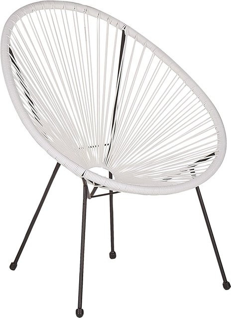 Beliani Cocktailsessel im Boho-Stil aus Rattan und Metall, Farbe: Weiss Schwarz, B/T/H: 90 x 70 x 87 cm - Bild 1