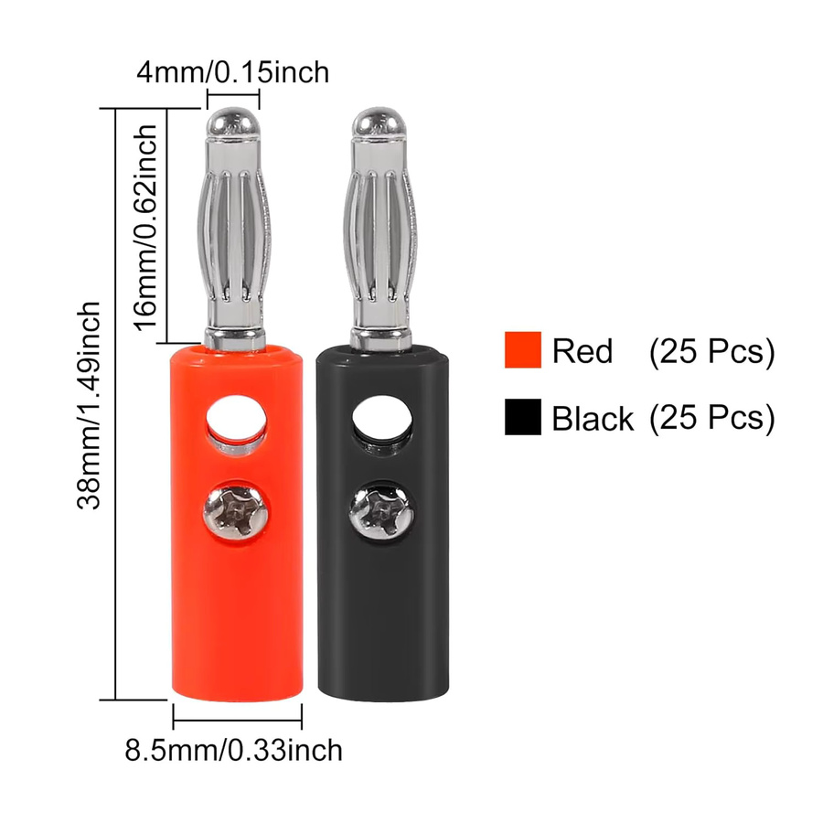 AOKIN 50 Stück Bananenstecker 4mm Audio-Lautsprecherkabel-Verbinder in Multicolour - Bild 3