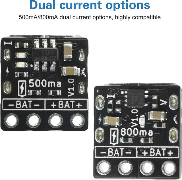 5 Stück Mini Typ-C Lithium-Batterieladegerät-Platine mit TP4057/BQ25170 Chip, 5V Eingang, 500mA/800mA, 4,2V Lade-Regler mit LED-Anzeige in Schwarz - Bild 1