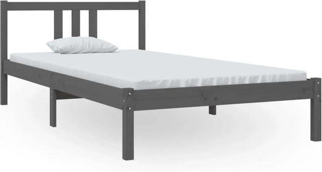 vidaXL Massivholzbett aus Kiefernholz in Grau, modernes Kinderbett, B/T: 100 x 200 cm - Bild 1