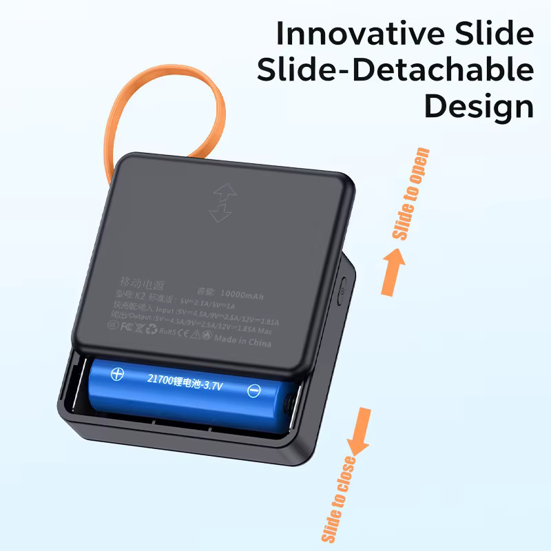 KEBIDU DIY Powerbank-Gehäuse mit 22,5W Schnellladung, USB Typ C und QC3.0, weiß, für 2x 21700 Akkus, lötfreie Batteriebox inklusive Ladekabel - Bild 2